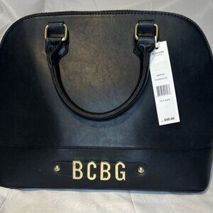 BCBG NWT Ivy Dome Satchel Black with Detachable Strap Shoulder Handbag Large
